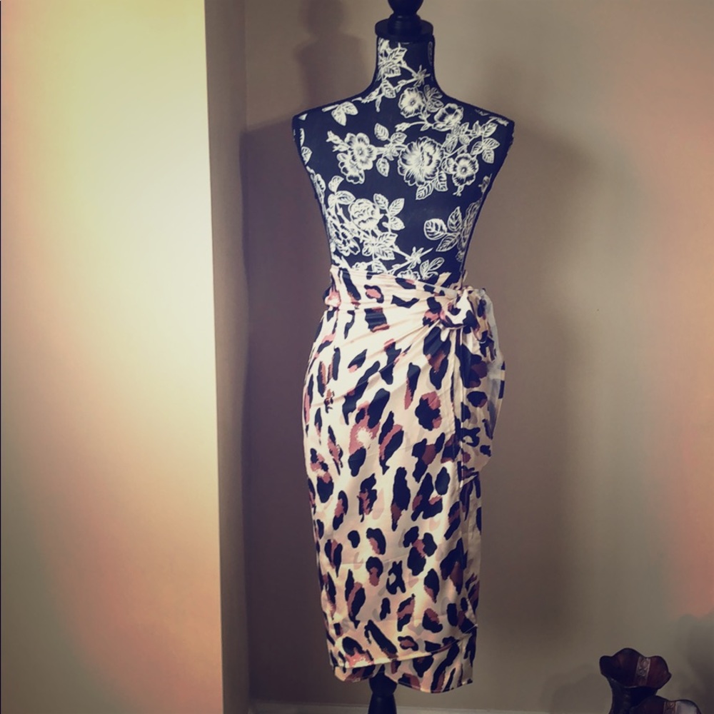 Animal Print Wrap Skirt.